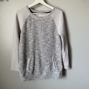 Lou & Grey Womens Medium Sparkle Knit Raglan Sweatshirt‎ Long Sleeves Pockets